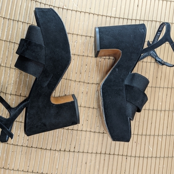 Robert Clergerie Paris "Etore" Platform Ankle Buckle Sandals in Black Suede Wome - Picture 4 of 13